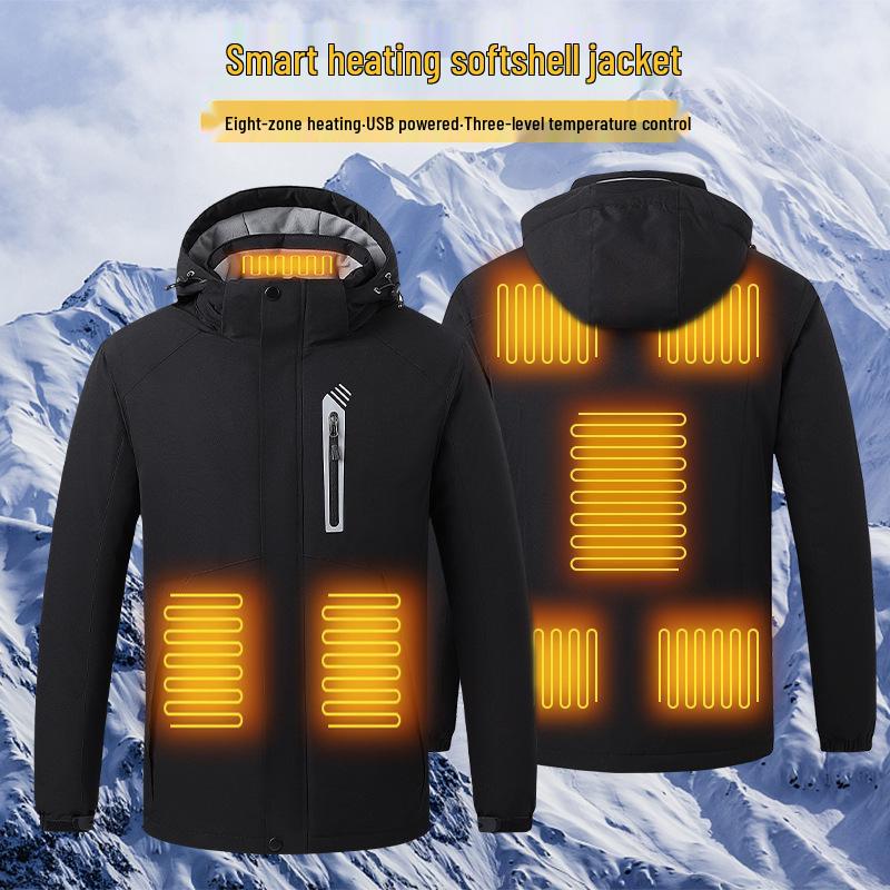 Heated Fleece-Lined Windbreaker for Men & Women - USB Charging, Warm Outdoor Mountaineering Jacket