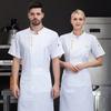 Sommar Herr Kortärmad Kockjacka Svart Uniform Kockrock Förkläde Arbetskläder Logotyp Kockshorts Andningsbar Restaurang Kök