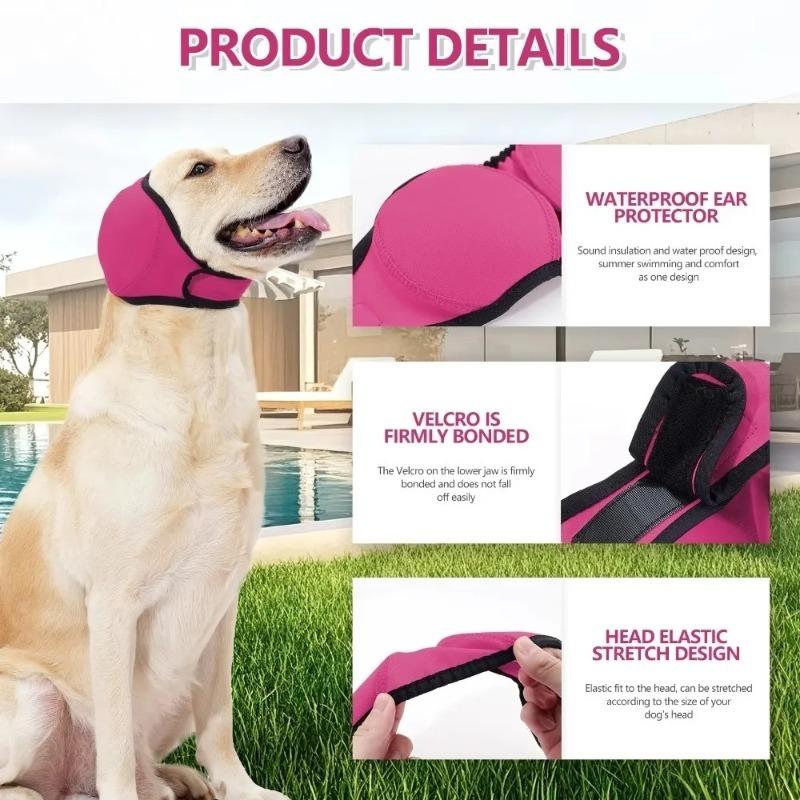ElasticWaterproof Dog Ear Muffs No Shake Ear Wrap for Hematoma Bathing DryingSwim Noise AnxietyRelief with Calming Hoodie Design