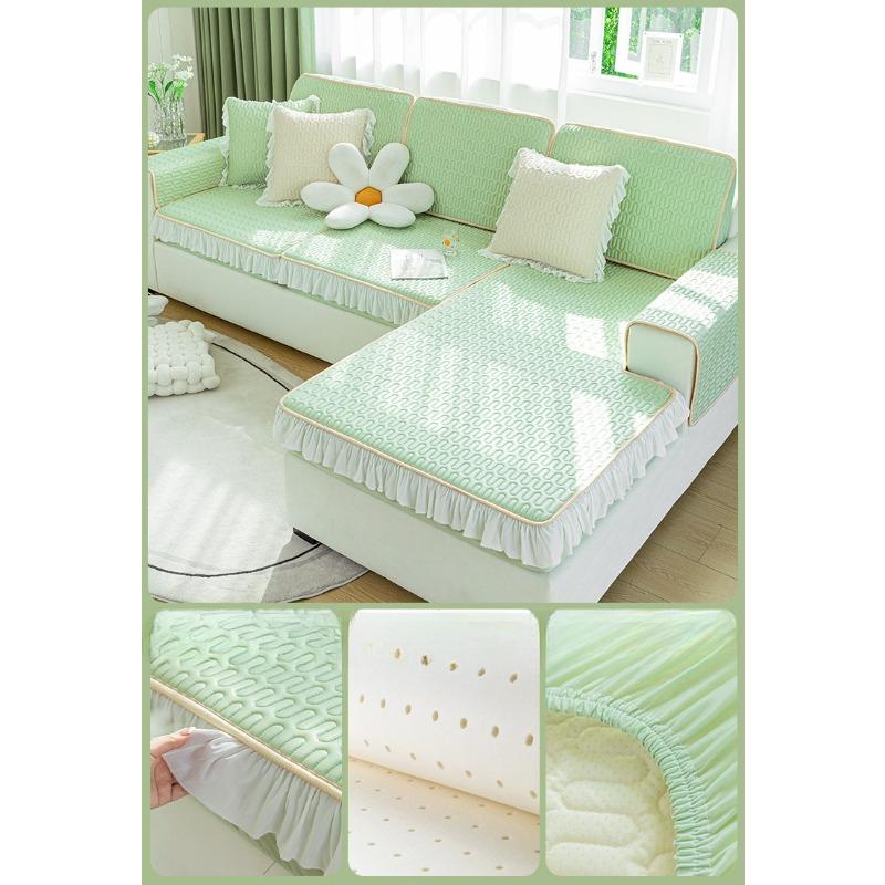 Latex-Sofabezug aus Eisseide, Neu 2024, All-Inclusive-Universalbezug, schickes, rutschfestes Sofakissen, Sommermatte