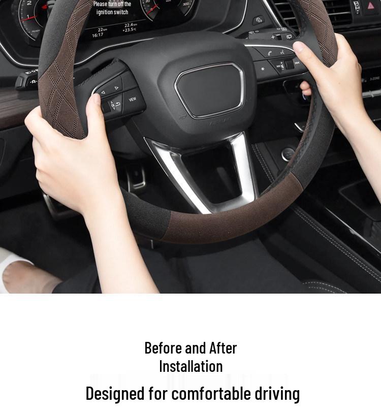 Ultra-thin Suede Steering Wheel Cover: Non-Slip, Sweat-Absorbing, Perfect for 2026 Beijing Hyundai Santa Fe Winter Use.