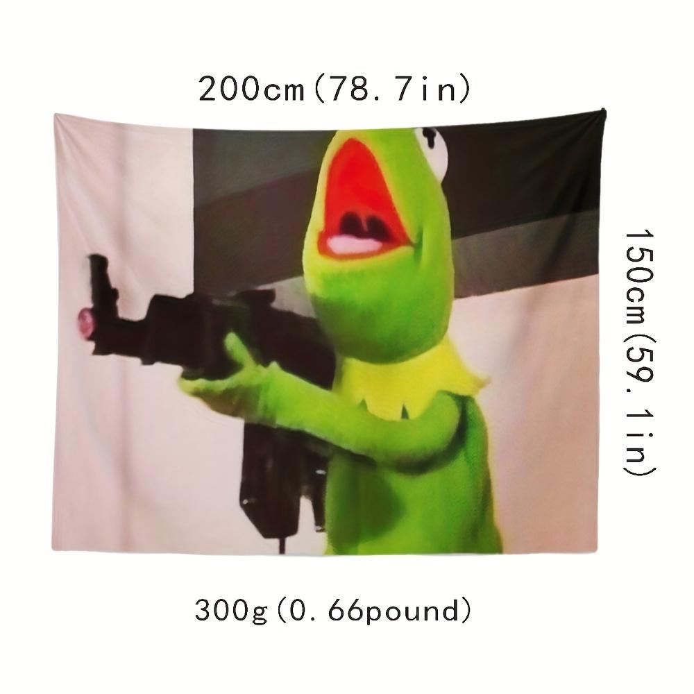 Custom Tapestry Room Decoration Angry Frog Wall Hanging Fun Kermit Frog Print Peach Polyester Blanket For Bedroom Living Room