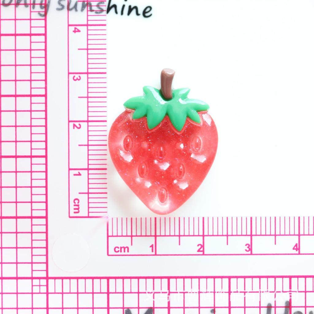 Transparent Glitter Fruit Resin Shoe Charms: Strawberry & Watermelon
