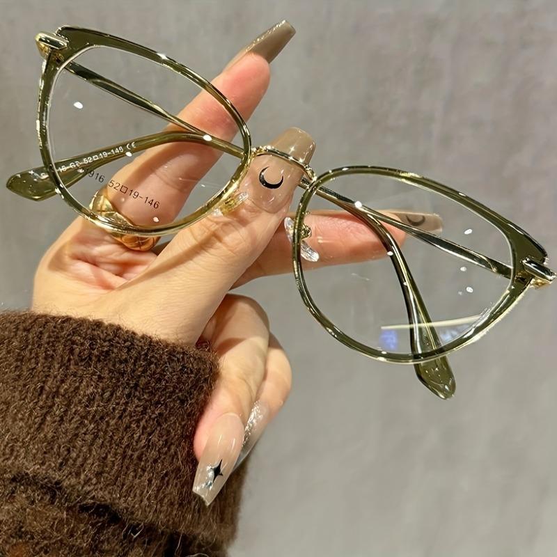 2pcs Ladies' Y2K Cat Eye Oval Frame Glasses Are Lightweight and Trendy Frames for Daily Wear with A Retro Aesthetic