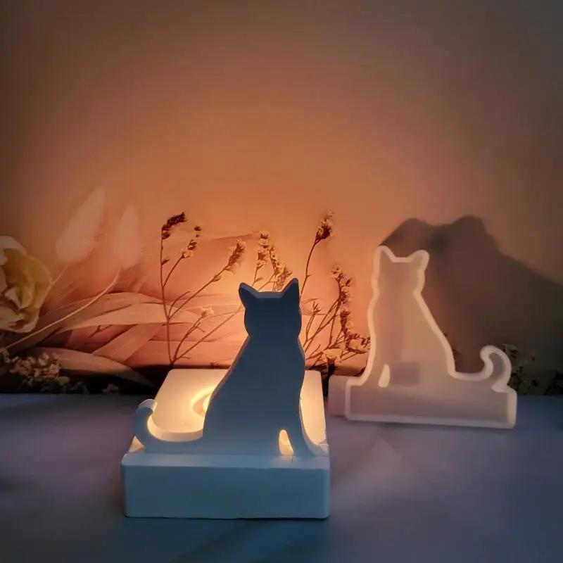 Christmas Tree House Candle Holder Silicone Mold Set DIY Christmas Ornament Cement Plaster Casting Craft Making Decoration Mold