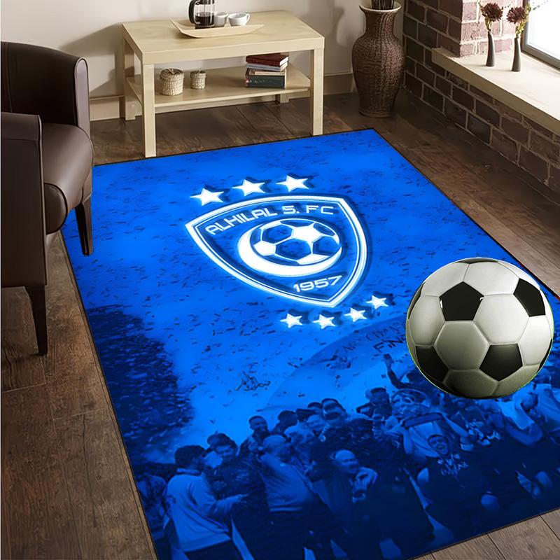 Al Hilal Crest Rug Office Carpet Non-Slip Mat, Chair Rug Floor Covering for Gaming, Bedroom, Living Room , Home Decor Christmas Gift