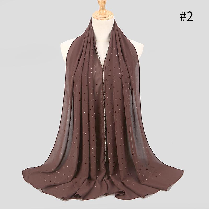Muslim Rhinestone Hijab Scarf Gold Zipper Hijab Chiffon Plain Headwrap Long Shawl Headscarf Islamic Foulard