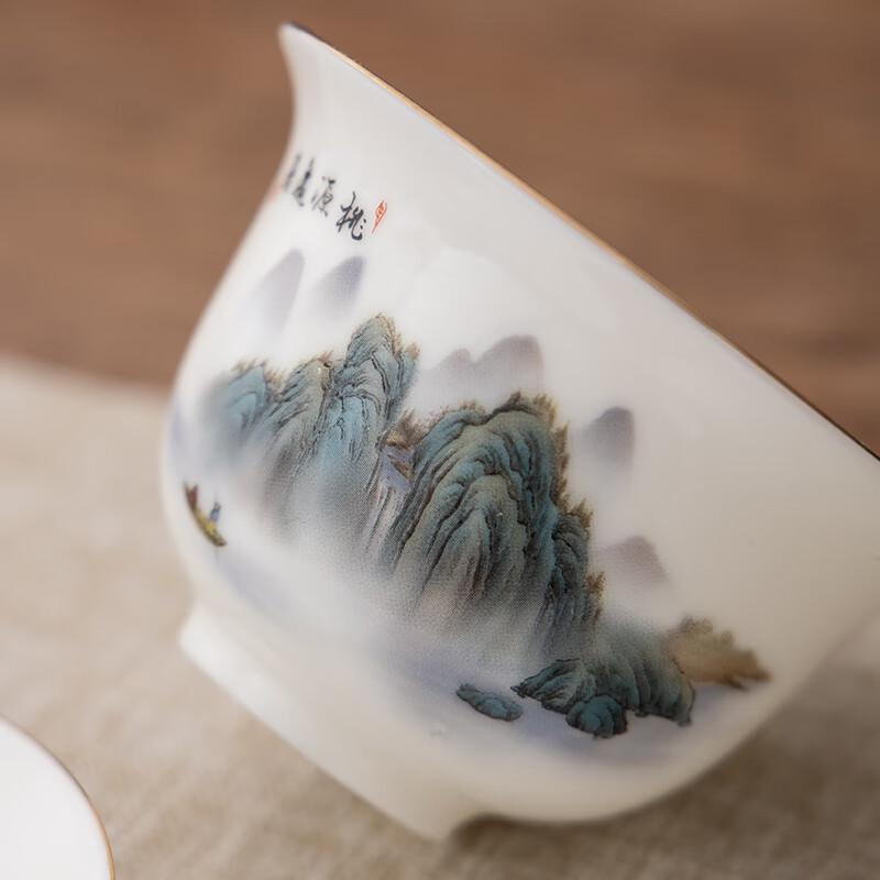 Taoyuan Yiju Goldinlay Weißporzellan Sancai Gaiwan