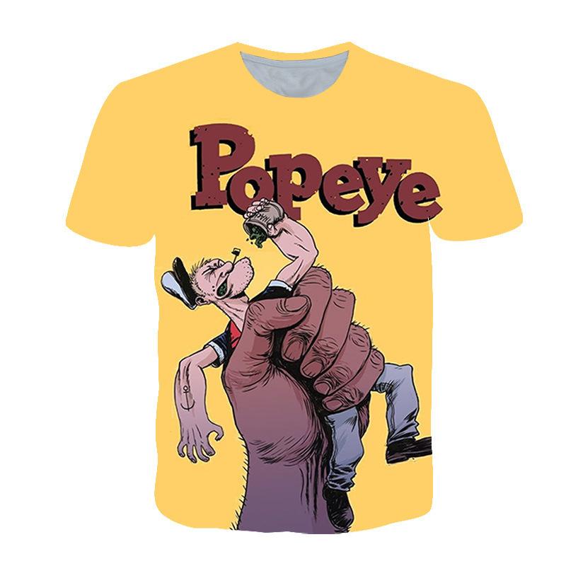 Fashion Men s Crew Neck Short Sleeve 3D Color Printing Cartoon Short Sleeve Crew Neck T-Shirt XS