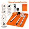 AEE4-Silicone Griddle Tools Mat ,Spatula Mat With Drip Pad,Side Shelf Mat Grill Utensils Holder Griddle Accessories