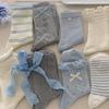 Bow Socks Women'S Mid-Tube Socks Spring And Autumn Cotton Socks Girl Cute White Ballet Style Spring Stockings