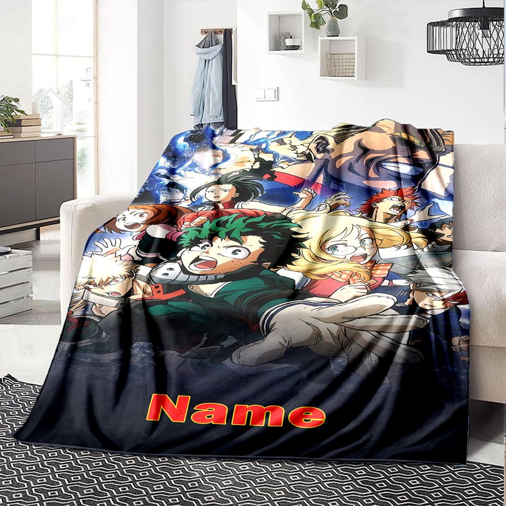 Custom Name My Hero Academia Theme Printed Blanket - Perfect for Couch, Bed, Travel & Outdoor Use | Machine Washable, Cozy & Durable.