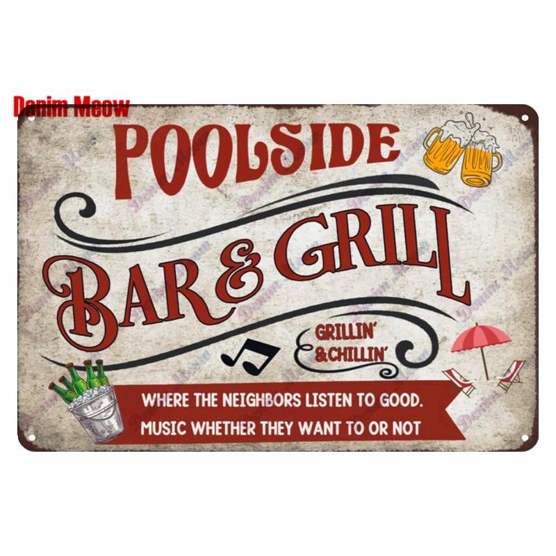 Retro Pool Rules Metal Sign Tin, Vintage Summer Swim Happy Place Plates, Wall Sign, Bar & Grill, Pub Decor, WY51