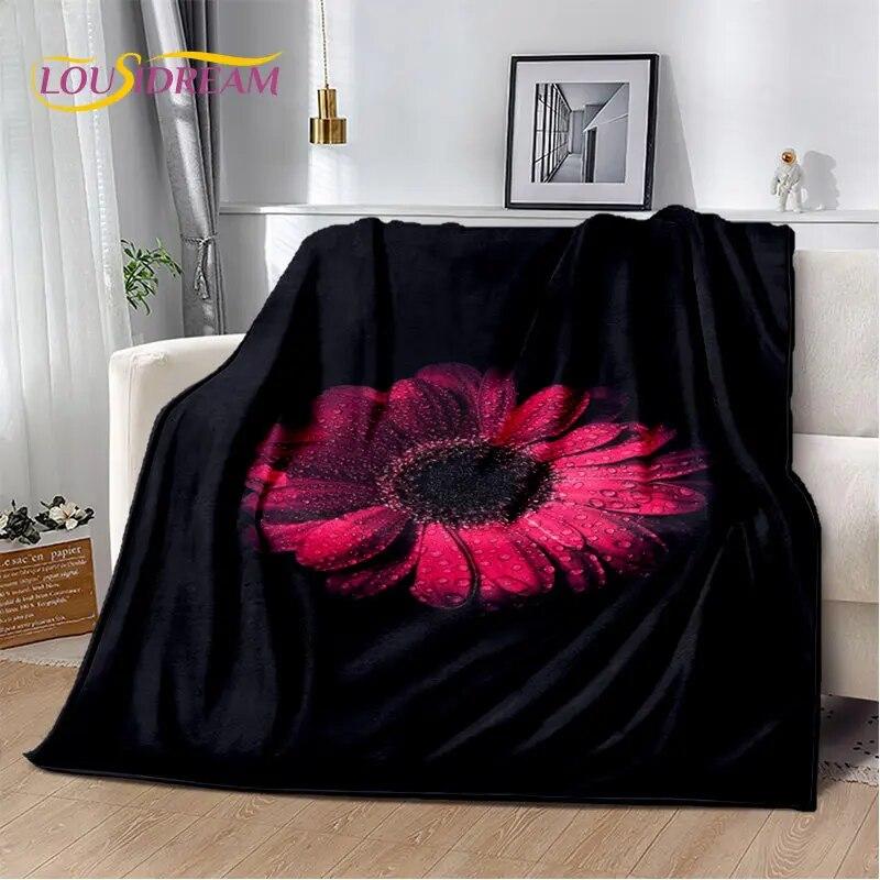 Nordic 3D Daisy Flower Soft Plush Blanket,Flannel Blanket Throw Blanket for Living Room Bedroom Bed Sofa Picnic Cover Bettdecke