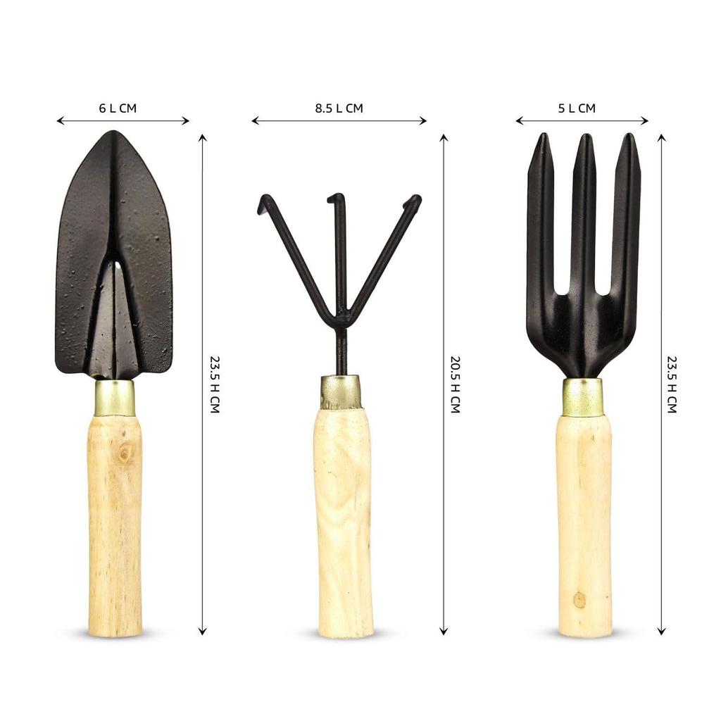 3-Piece Gardening Tool Kit | Trowel, Hand Cultivator, Garden Fork | Gardening Tools for Home