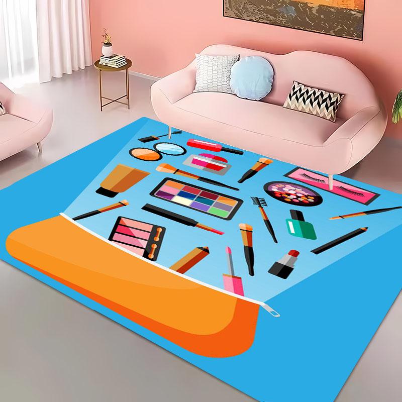 Cartoon Make Up Cosmetics Carpets for Home Living Room  Adults Bedroom Cloakroom Sofa Doormat Kitchen Floor Rugs Anti-slip Decor