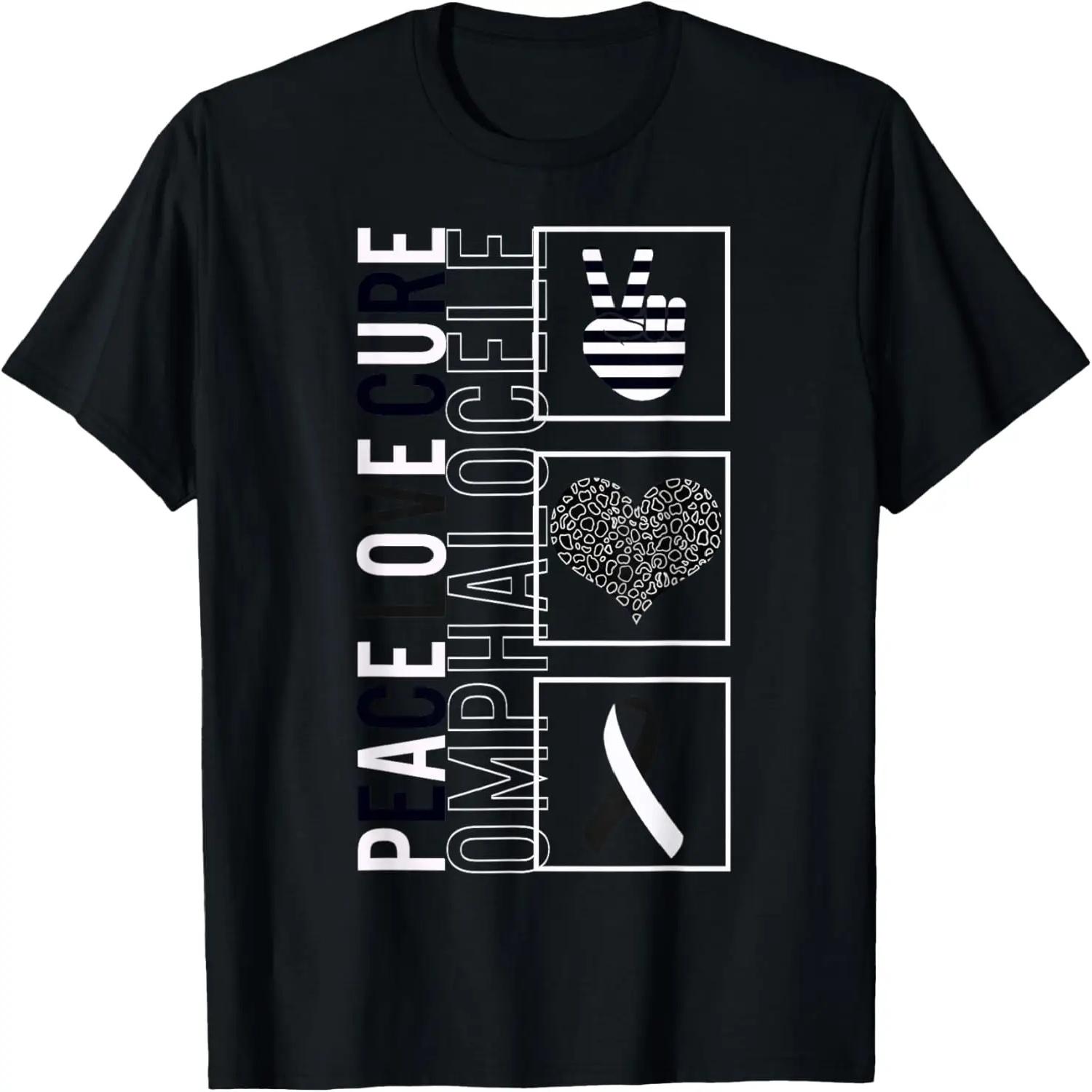 Peace Love Cure Omphalocele Awareness Ribbon Warrior Support T-Shirt XXXXXL чёрный
