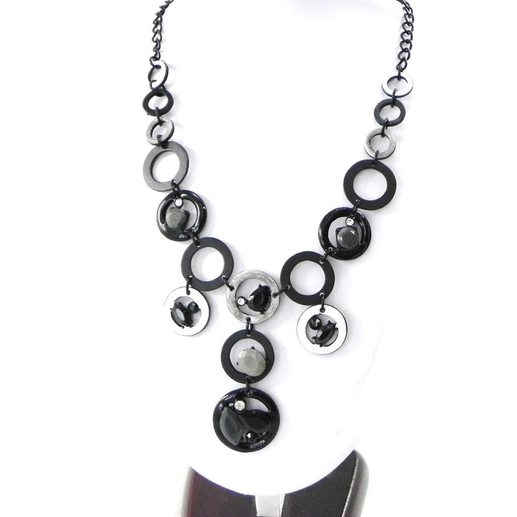 NOA [H8966] - Collier Créateur 'Mélusine' noir gris