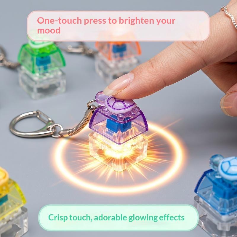 3D Cartoon Turtle Led Keyboard Keychain Fidget Clicker Sensory Stress Relief Toy For Adults Kids