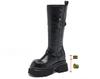 Fashion 8cm New Microfiber Women Boots Autumn Boots Leather Platform Wedge British Ankle Spring Synthetic Knee High Fashion Shoes