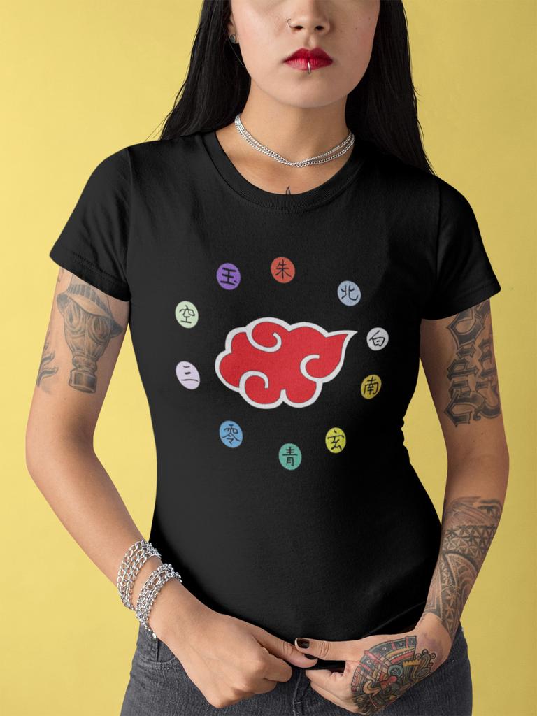 Naruto Akatsuki Logo Red Clouds and Ring Sign Symbols Anime T-Shirt Mens Womens Tees Top Women