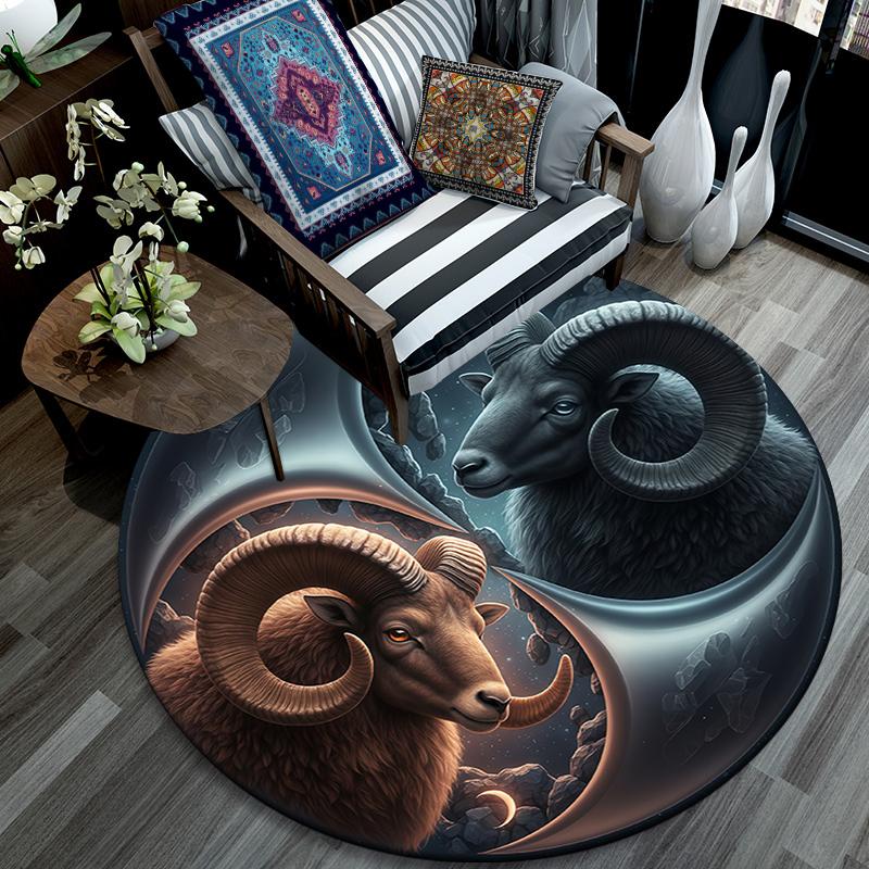 Cartoon Print Round Area Rug,Carpet Rug for Living Room Bedroom Sofa Playroom Decor,Non-slip Floor Mat