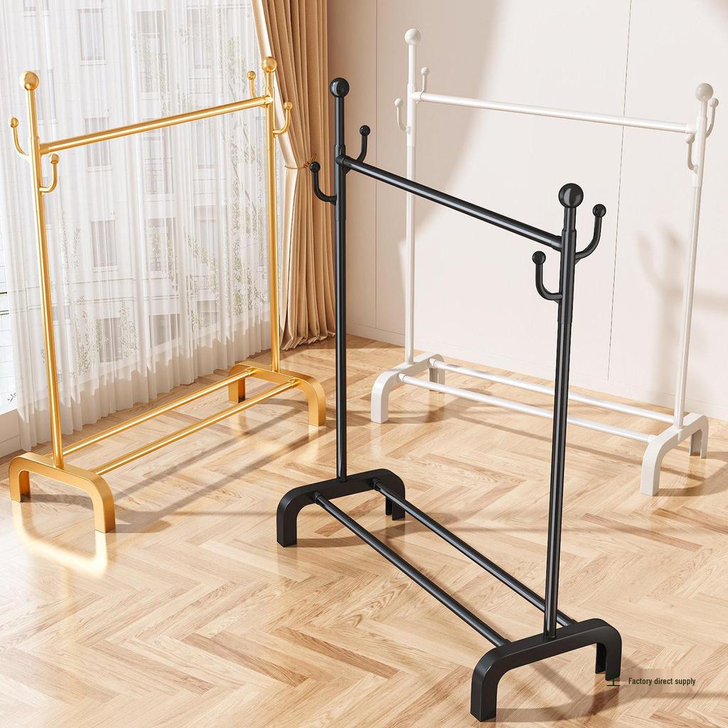 Floor-Standing Balcony Clothes Rack, Indoor Hat Holder, Simple Bedroom Storage, and Hanging Pole.