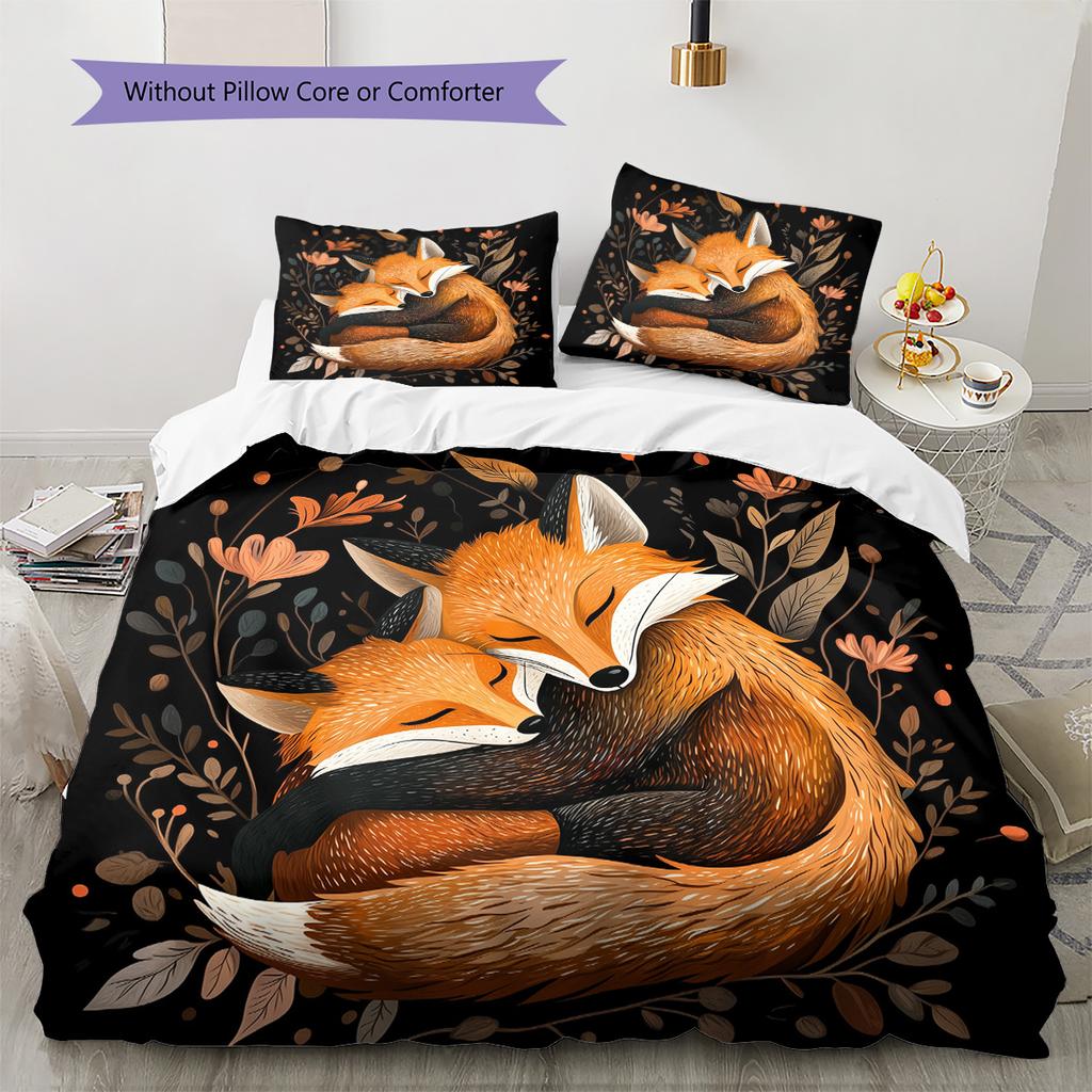 Hugging Animals  Pattern Bedding Quilt Set Quilt Cover Pillowcase Home Decoration  Gift (1 * duvet cover + 2 * pillowcase, without core)