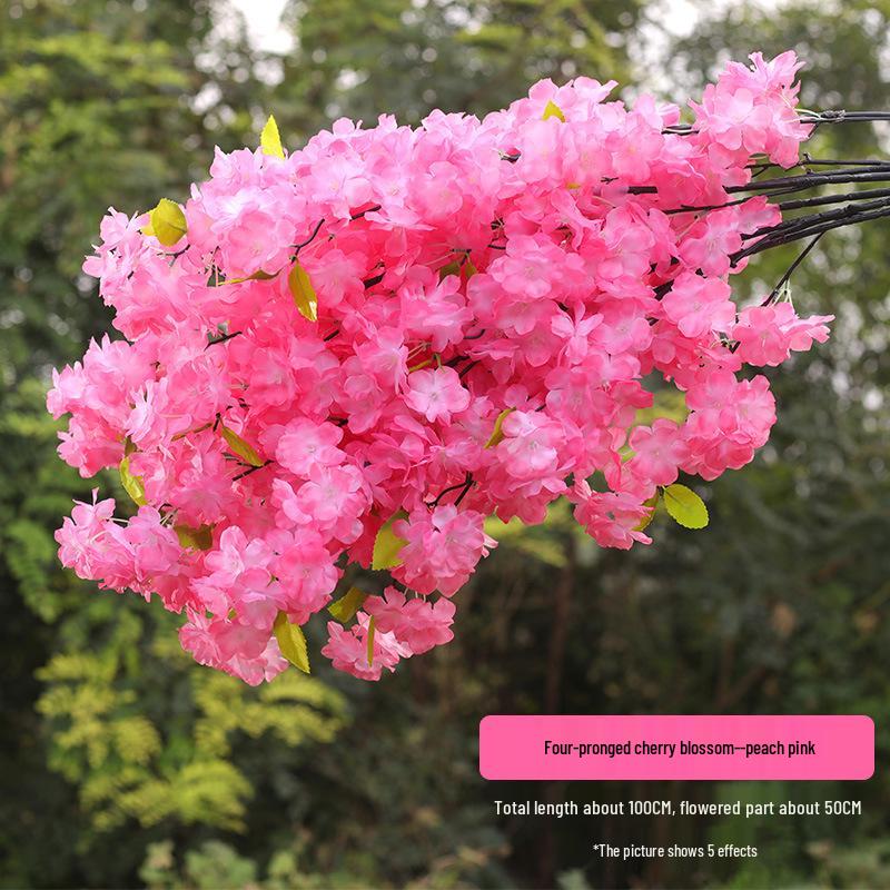 Silk Cherry Blossom Branch Artificial Vine: Floral Decoration for Weddings and Indoor Spaces