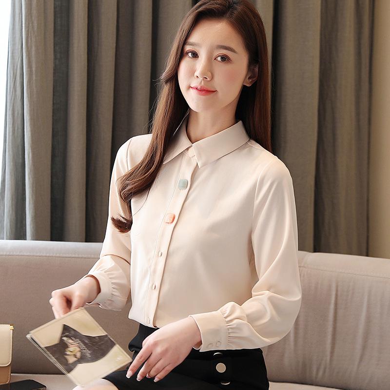 Women's Spring 2025 Chiffon Long-Sleeve Top - Stylish Professional Design