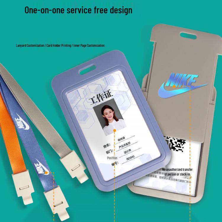 UV Color Team ID Card Holder with Sliding Cover and Lanyard for Work Badges