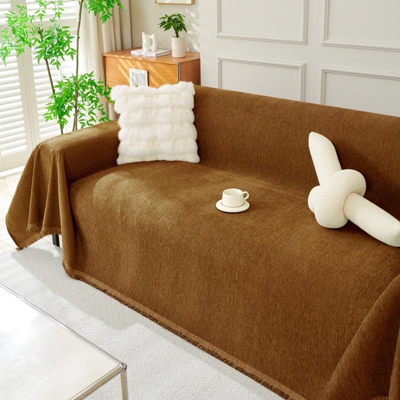 

Nordic solid color chenille sofa towel, universal in all seasons, non-slip and anti-cat scratching sofa universal cover, seat cushion cover 180*90