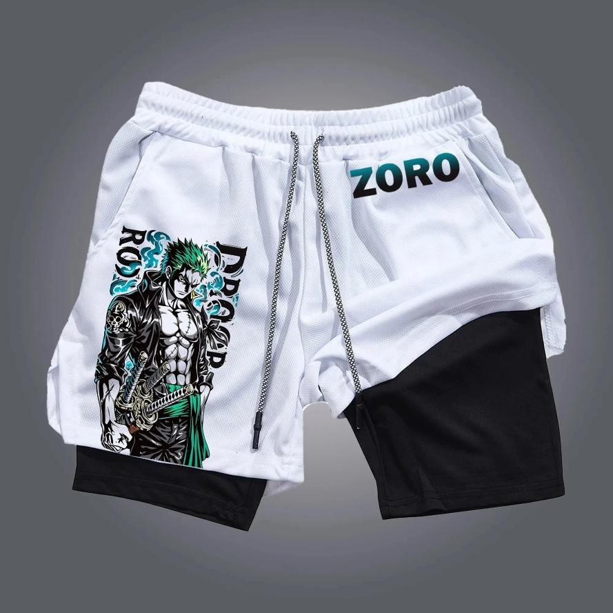 Muay Thai Kickboxing Boxing MMA Pirate Onepiece Luffy Zoro Straw Hat Cartoon Japan Shorts Unisex Workout Quick Dry Print Elastic Waist Training