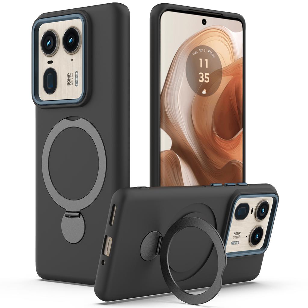 For Motorola Moto X50 Ultra 5G/Motorola Edge 50 Ultra 5G Magnetic Case Rotating Ring Kickstand TPU + PC Back Cover