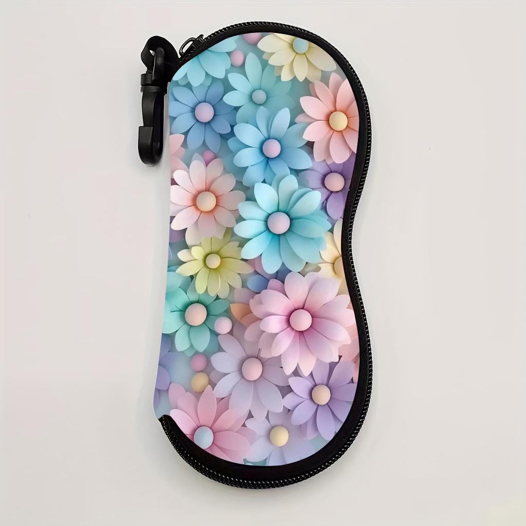 Eyewear Case Waterproof Floral Sunglasses Case Neoprene Eyeglasses Pouch Worry Free Zipper Sunglasses Pouch For Gifting Women