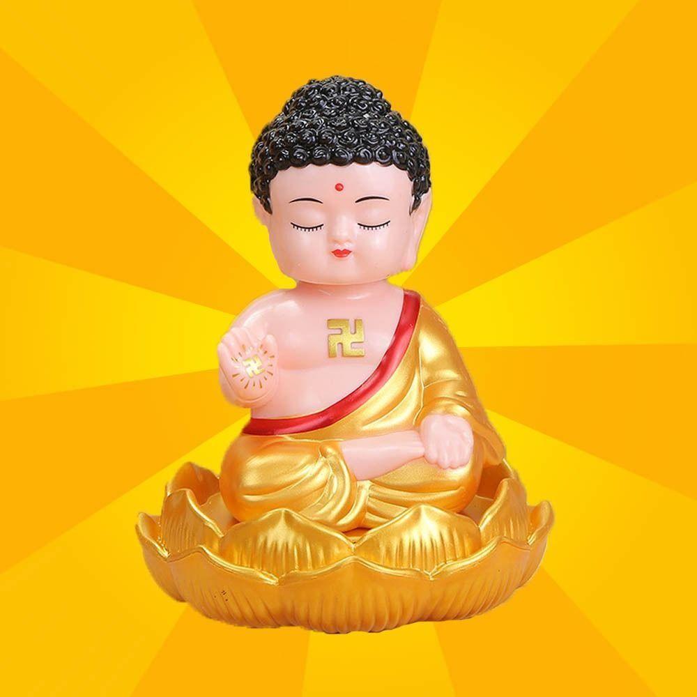 Decorative Solar Shaking Head Toys Handcrafts Desktop Buddha Statue  Ornaments