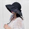 Women's Full-Coverage Summer Sun Hat with Bowknot - Versatile Black Sunscreen Bucket Hat