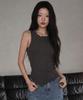 Lomaentinueo Asymmetric Hem Sleeveless Top (Charcoal)