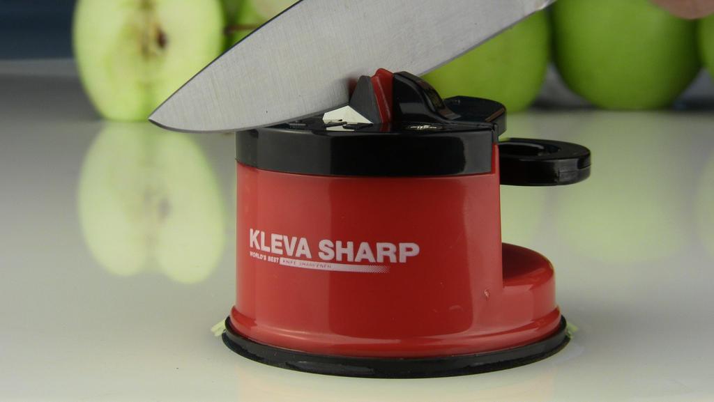 KLEVA SHARP Knife Quickly Sharpens and Restores Sharpness [KLEVA Official] Sharpener, Double-Edged, Manual, (Red)