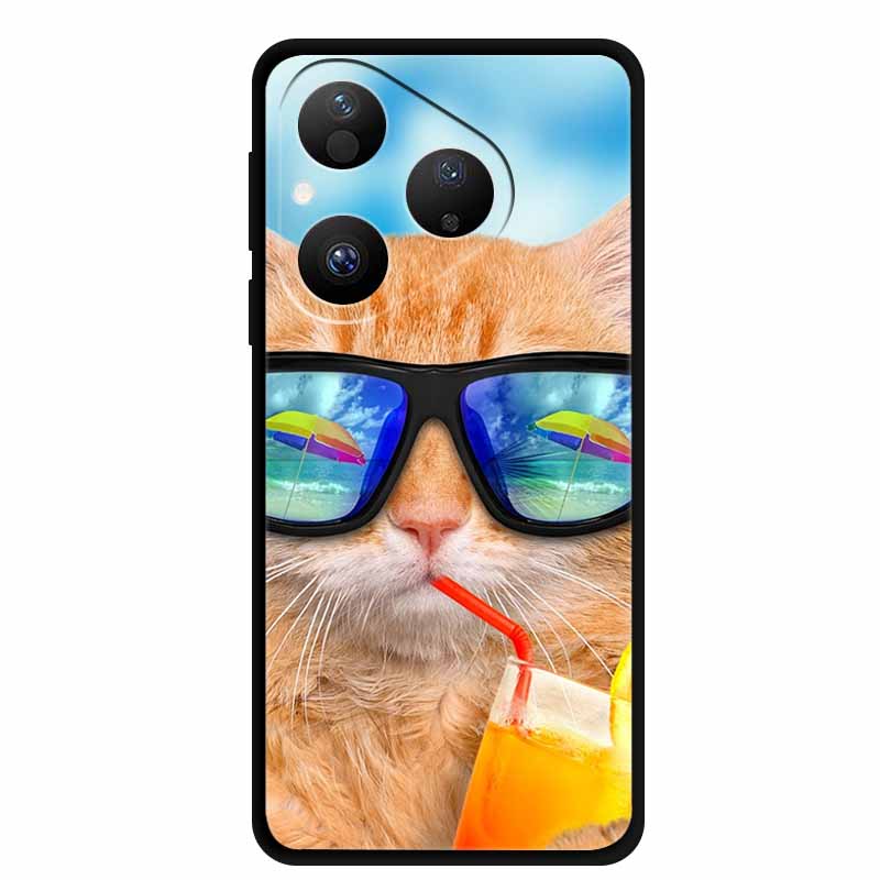 Colorful Case For Huawei Pura 80 Case Cartoon Animal Silicone Black Soft Cover for Huawei Pura 80 Case Protective Bumper Pura80