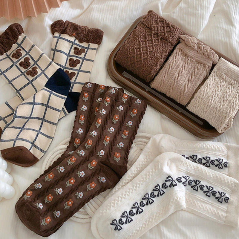 Sofa or Brown Basic Teddy Bear 3D Socks Set of 4 4-piece set