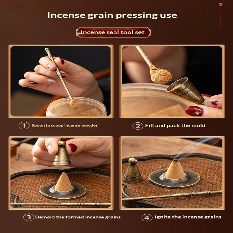 Alloy Incense Cone Making Kit DIY Handmade Craft Durable Set with Spoon for Home Meditation Yoga Lover Gift Choice