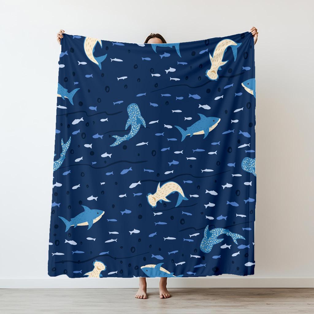 130×150cm Whale Shark Ray and Sea Creature Play Thin Blanket Blanket For Nap Time Sofa Bed Blanket As a gift for kids friends