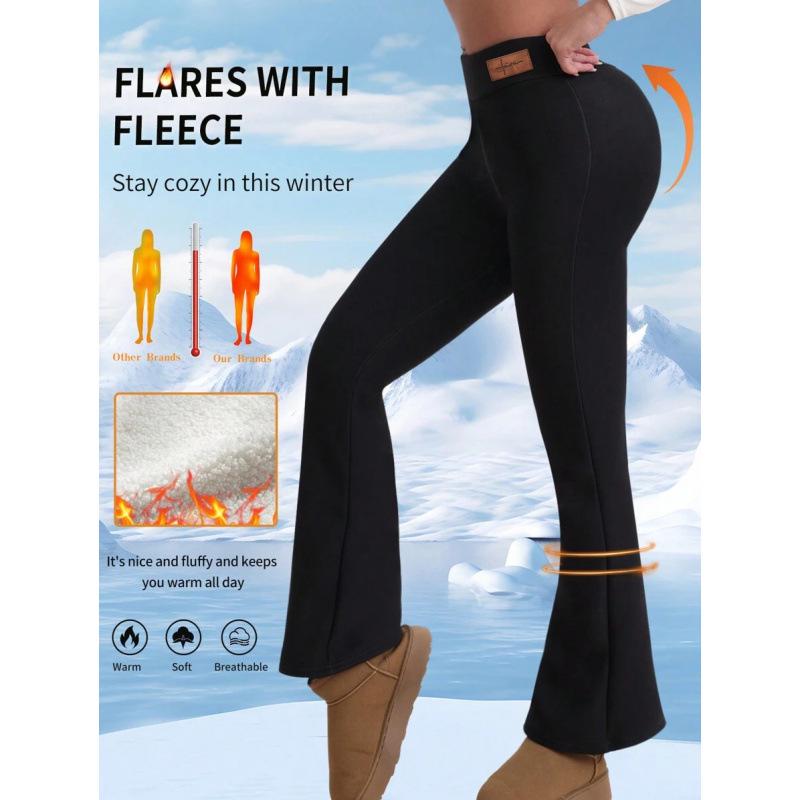 High Waist Fleece Flare Leggings Z91198