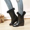 Fashion Woman Mid-Calf Fur Wedge Snow Boots 2025 Winter Warm Female Shoes Ladies Booties Zapatos De Mujer Short Boats 34 40 White Black