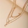 Hot-selling creative diamond-encrusted pentagram crescent pendant multi-layer stacked necklace collarbone chain item