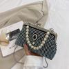 Korean version of pearl chain handbag 2025 summer new bag women's fashion rivet messenger bag clip shoulder bag