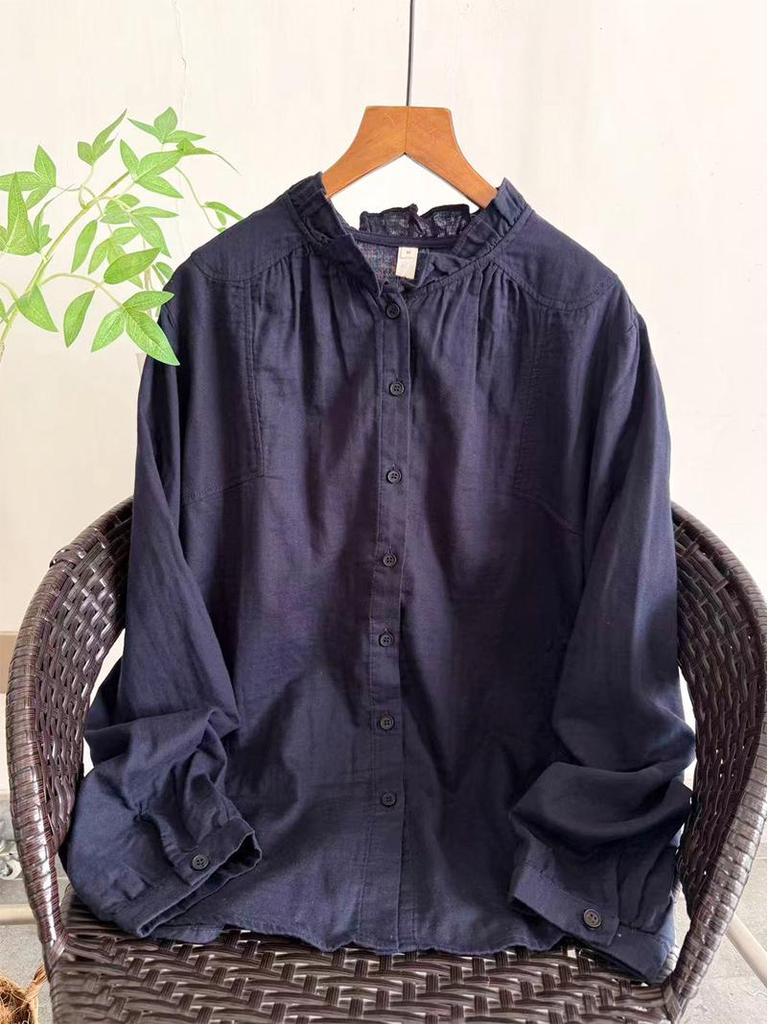 Light-Colored Japanese-Style Cotton Gauze Shirt for Women - Spring Edition