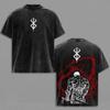2026 Berserk Guts Anime T-shirt Vintage Y2k Washed Oversized T Shirt Summer Short Sleeve Men Women High Quality Cotton Tees Casual Tops Men Clothing