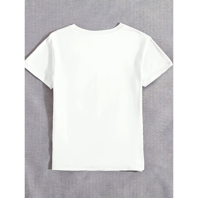 European Size Printed Pajama T-shirt, Cute Cartoon Dog Print T-shirt, Round Neck Short Sleeve Women's Top